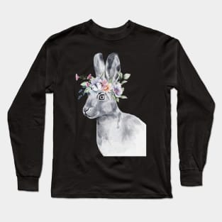 Floral Wild Rabbit Bunny Cottontail Spirit Wildlife Rescue Long Sleeve T-Shirt